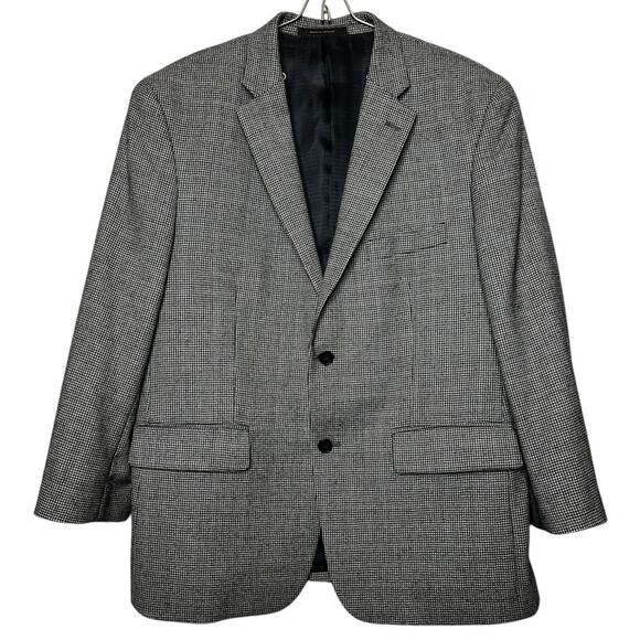 Tasso Elba Sports Coat Macys Size 42S Wool Tweed Houndstooth 2 Button Blazer